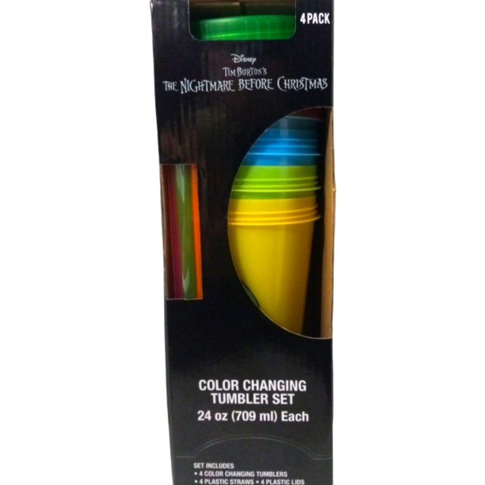 NightmareBefore Christmas Color Changing Plastic Tumbler Set 24oz Great Gift